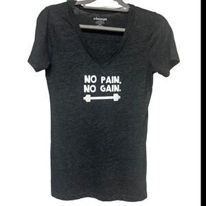 Old Navy Women’s V Neck T Shirt No Pain No Gain Gray Small Lightweight